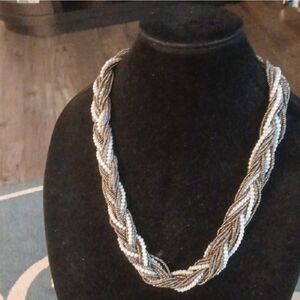 Elegant Braided Necklace in Gold and Silver